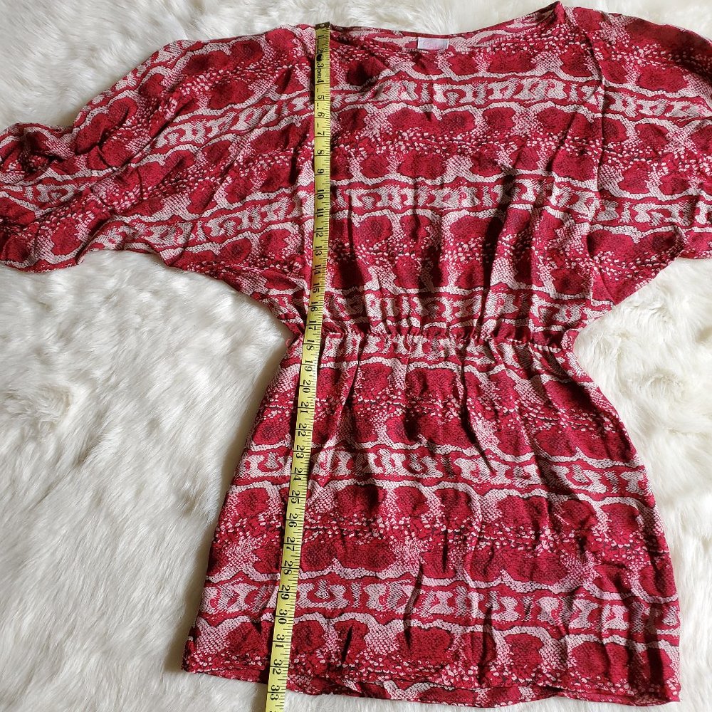 Parker Red Silk Snakeskin Print Blouson Dress Size Small - Picture 15 of 16